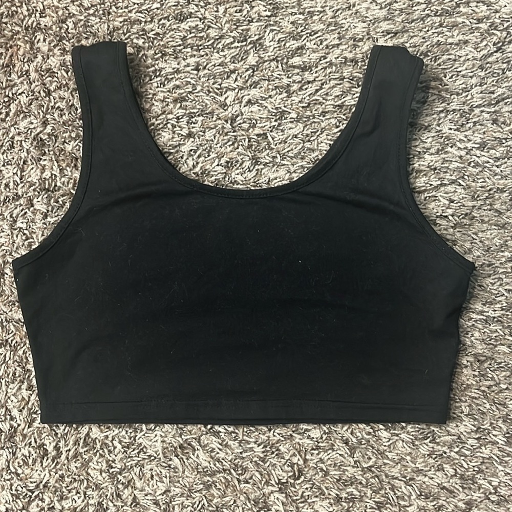 from shein just a tank top black cropped shirt